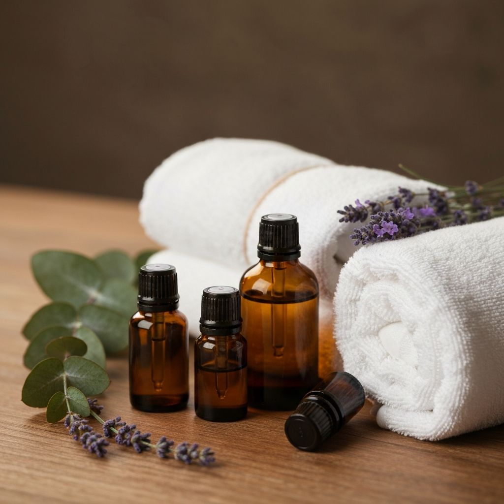 Essential oils and spa arrangement